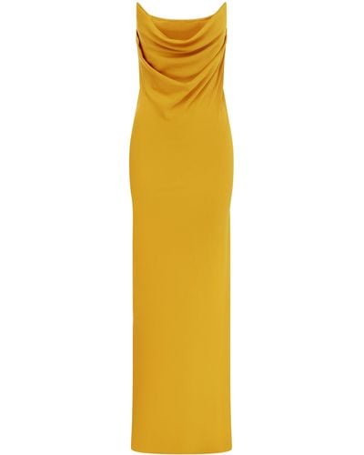 Alex Perry Draped Corset Satin-crepe Gown - Yellow