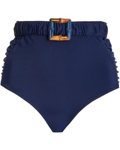 Johanna Ortiz Mahaba Buckle-detailed Bikini Bottom - Blue