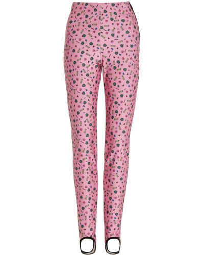3 MONCLER GRENOBLE Printed Fleece Stirrup Trousers - Pink