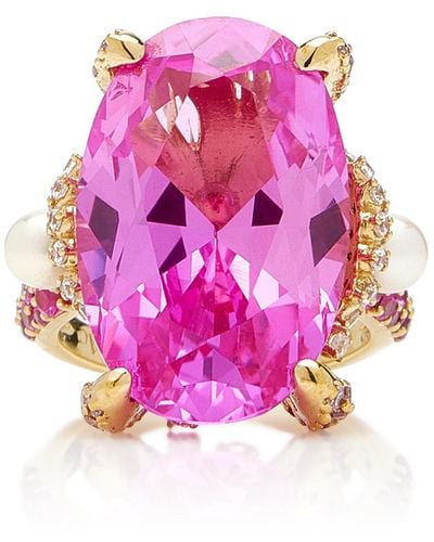 Anabela Chan Mermaid 18k Rose Gold Sapphire Ring - Pink