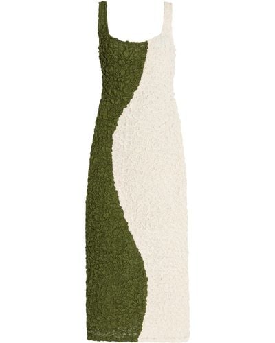 Mara Hoffman Sloan Smocked Colorblock Modal Midi Dress - Green