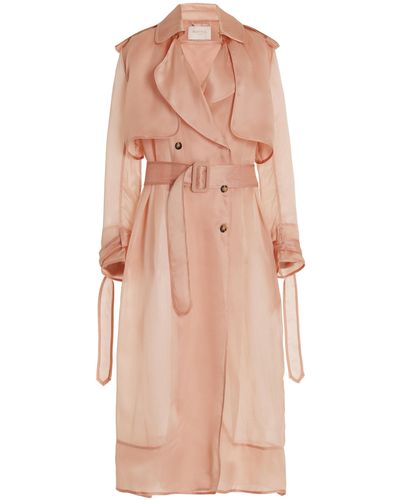 Matériel Silk Organza Double-breasted Trench Coat - Pink