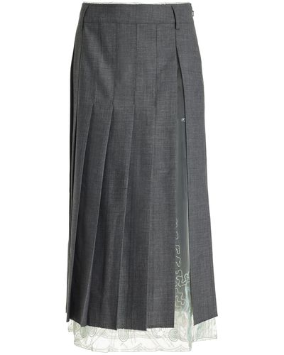 16Arlington Brone Lace-trimmed Plated Twill Midi Skirt - Gray