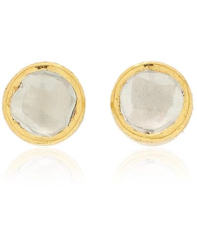 Amrapali 18k Yellow Gold And Kundan Diamond Stud Earrings - Metallic