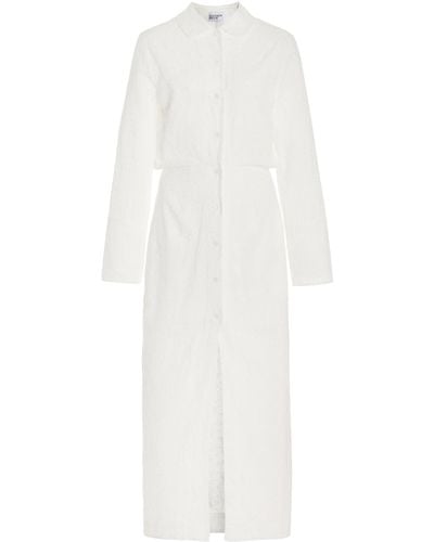 Matthew Bruch Broderie Anglaise Cotton Midi Shirt Dress - White