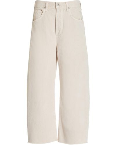 Citizens of Humanity Ayla Rigid High-rise Cropped Raw-edge Wide-leg Jeans - White