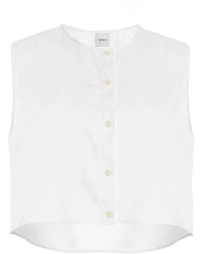 Leset Yoko Cropped Cotton Vest - White