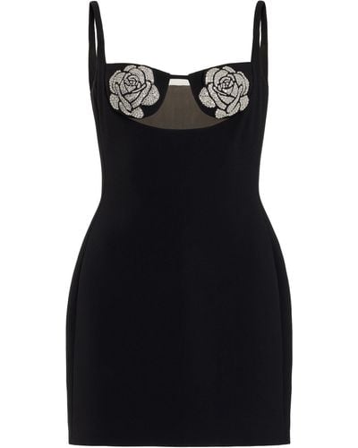 David Koma Crystal-embellished Cady Bustier Mini Dress - Black