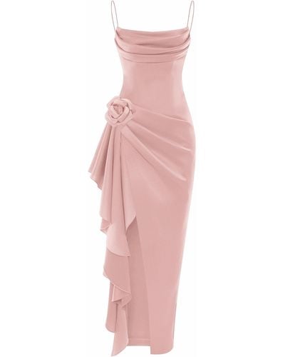 Rasario Floral-appliquéd Ruffled Midi Dress - Pink