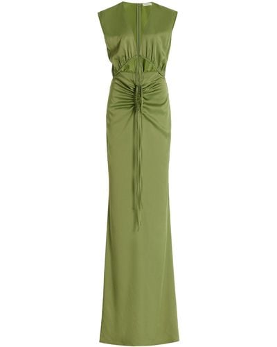 LAPOINTE Corded Stretch Satin Maxi Dress - Green