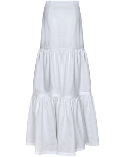 ANDRES OTALORA Venecia Tiered Linen Maxi Skirt - White