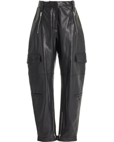 Proenza Schouler Grainy Leather Cargo Trousers - Grey
