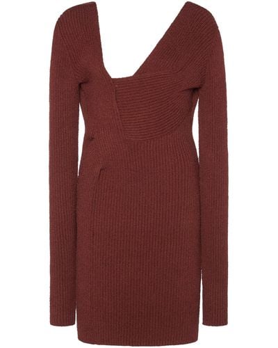 Bottega Veneta Ribbed-knit Mini Dress - Brown