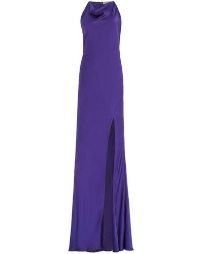 LAPOINTE Satin Halter Maxi Dress - Purple
