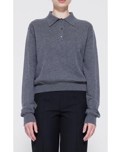 Rohe Wool And Cashmere Polo Jumper - Blue