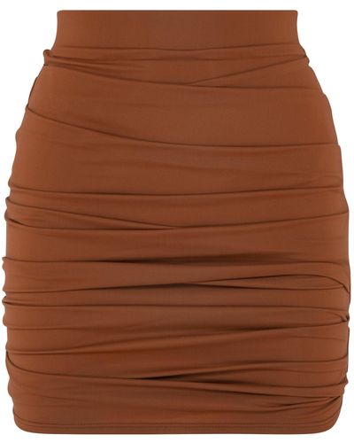 Alex Perry Patton Ruched Mini Skirt - Brown