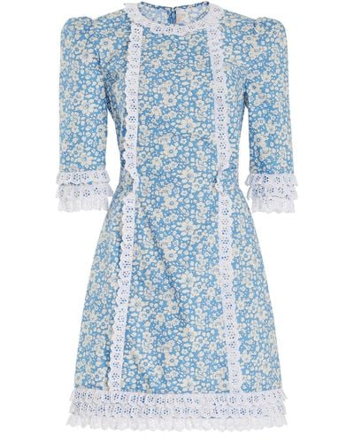 The Vampire's Wife The Mini Cate Floral Cotton Dress - Blue