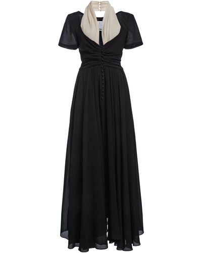 Rosie Assoulin All Tucked In Silk-wool Midi Dress - Black