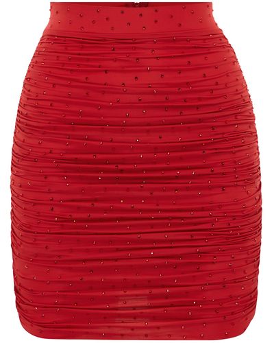 Alex Perry Benson Crystal-embellished Stretch-jersey Mini Skirt - Red