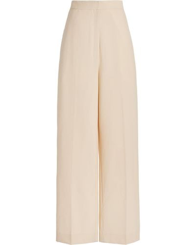 The Row Gordon High-waisted Wool-cotton Wide-leg Trousers - Natural