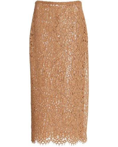 Michael Kors Sequined Lace Midi Skirt - Natural