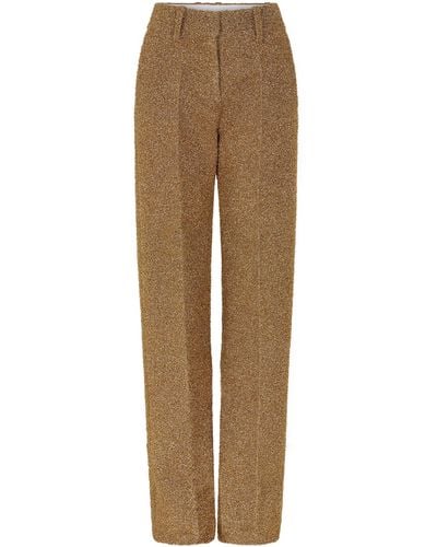 Rabanne Shimmer Knit Wide-leg Trousers - Natural