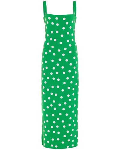Carolina Herrera Polka-dot Midi Dress - Green
