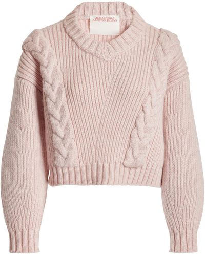 Alejandra Alonso Rojas Cropped Cable-knit Cashmere Jumper - Pink
