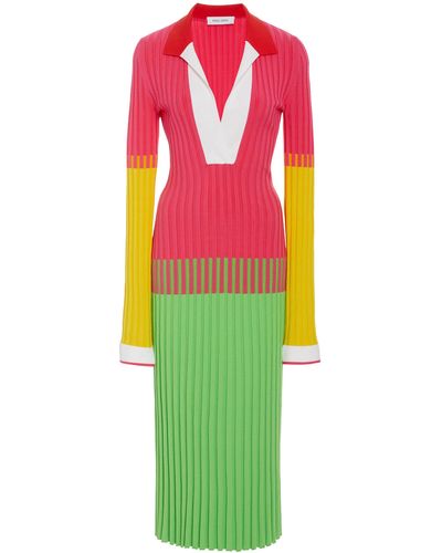 Prabal Gurung Multi Colored Long-sleeve Knit Dress - Pink