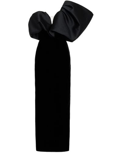 Monique Lhuillier One-shoulder Velvet Maxi Dress - Black