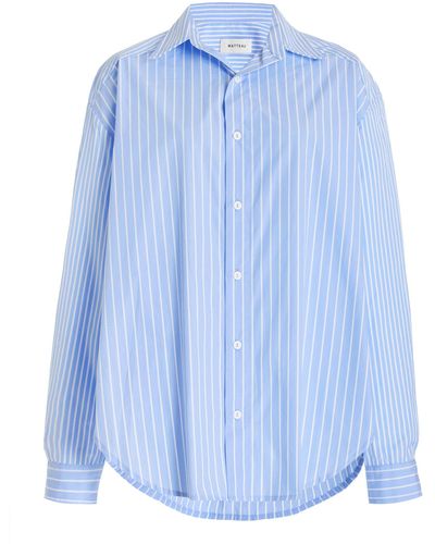 Matteau Oversized Striped Cotton Shirt - Blue