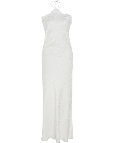 Stella McCartney Lace-trimmed Floral Jacquard Midi Dress - White