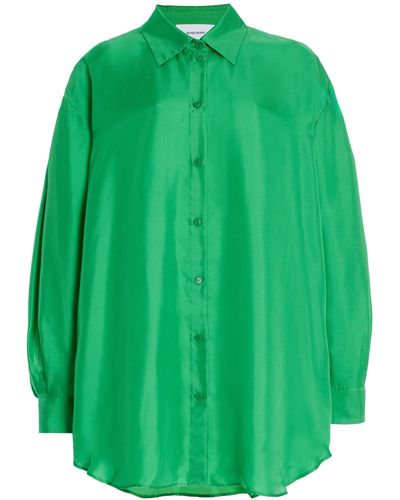 Bondi Born Tropea Oversized Silk Shirt - Green