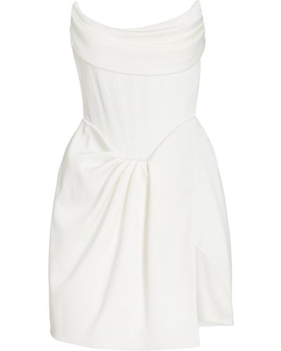 Alex Perry Audra Draped Satin Mini Dress - White