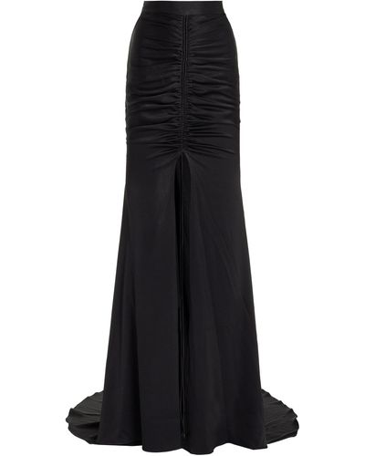 Alex Perry Sutton Ruched Satin Crepe Maxi Skirt - Black