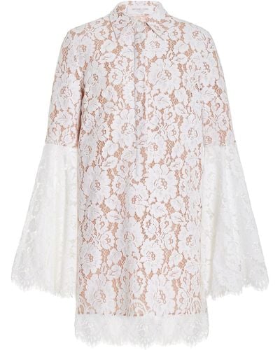 Michael Kors Flutter Sleeve Lace Mini Dress - White