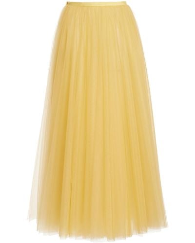 Carolina Herrera Pleated Tulle Maxi Skirt - Yellow