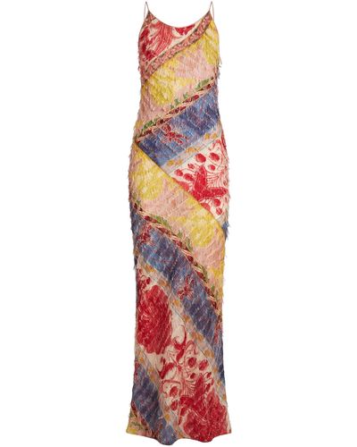 Etro Wefted Woven Maxi Slip Dress - Red