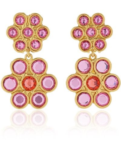 Sylvia Toledano Daisy Crystal 22k Gold-plated Earrings - Red