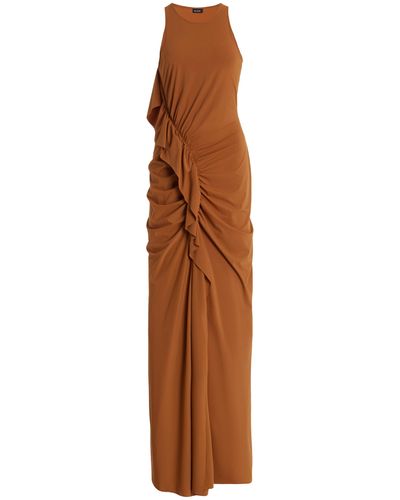 Atlein Ruffled Jersey Maxi Dress - Brown