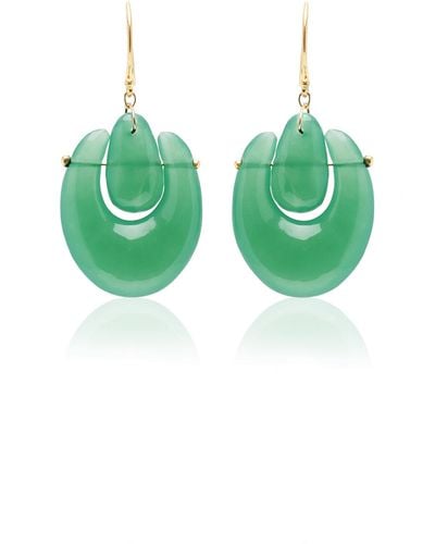 Ten Thousand Things Small O'keefe 18k Yellow Gold Chrysoprase Earrings - Green