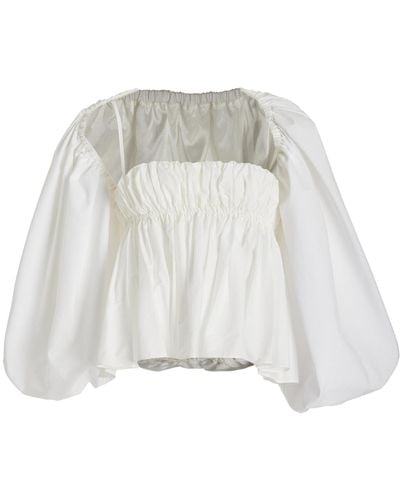 Altuzarra Momoko Pleated Cotton-blend Top - White