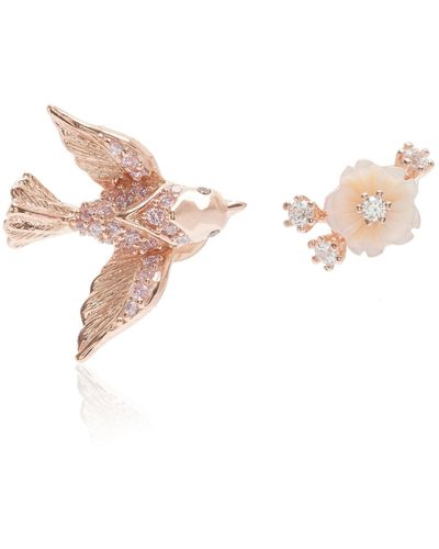 Anabela Chan Swallow 18k Rose Gold Earrings - Pink