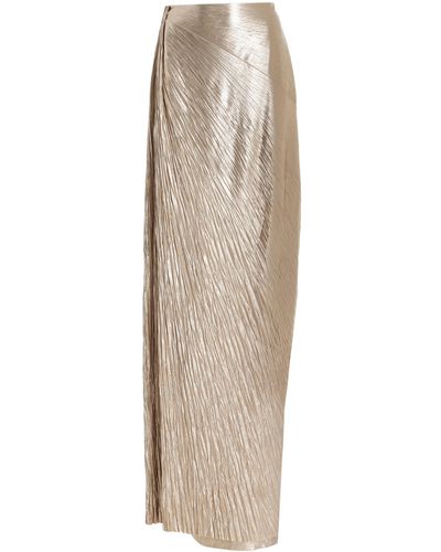Ralph Lauren Duvall Crinkled Metallic Maxi Skirt - Natural