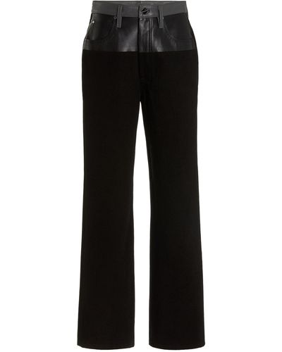 Goldsign Leather-trimmed Rigid High-rise Straight-leg Jeans - Black