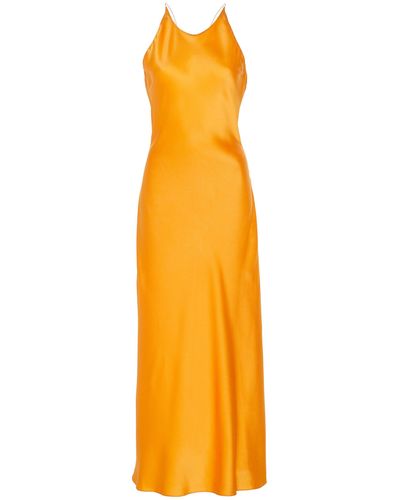 Rosetta Getty Cross Back Satin Slip Dress - Orange