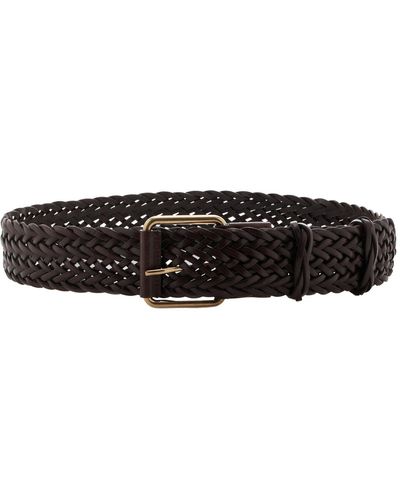 The Row Woven Leather Belt - Black