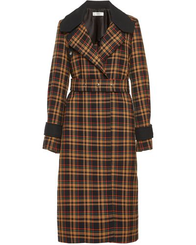 Victoria Beckham Belted Chequered Trench Coat - Brown