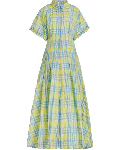 Rosie Assoulin Jolly 'oliday Printed Cotton-linen Shirt Dress - Green