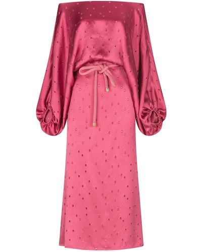 Silvia Tcherassi Celia Printed Off-the-shoulder Midi Dress - Pink